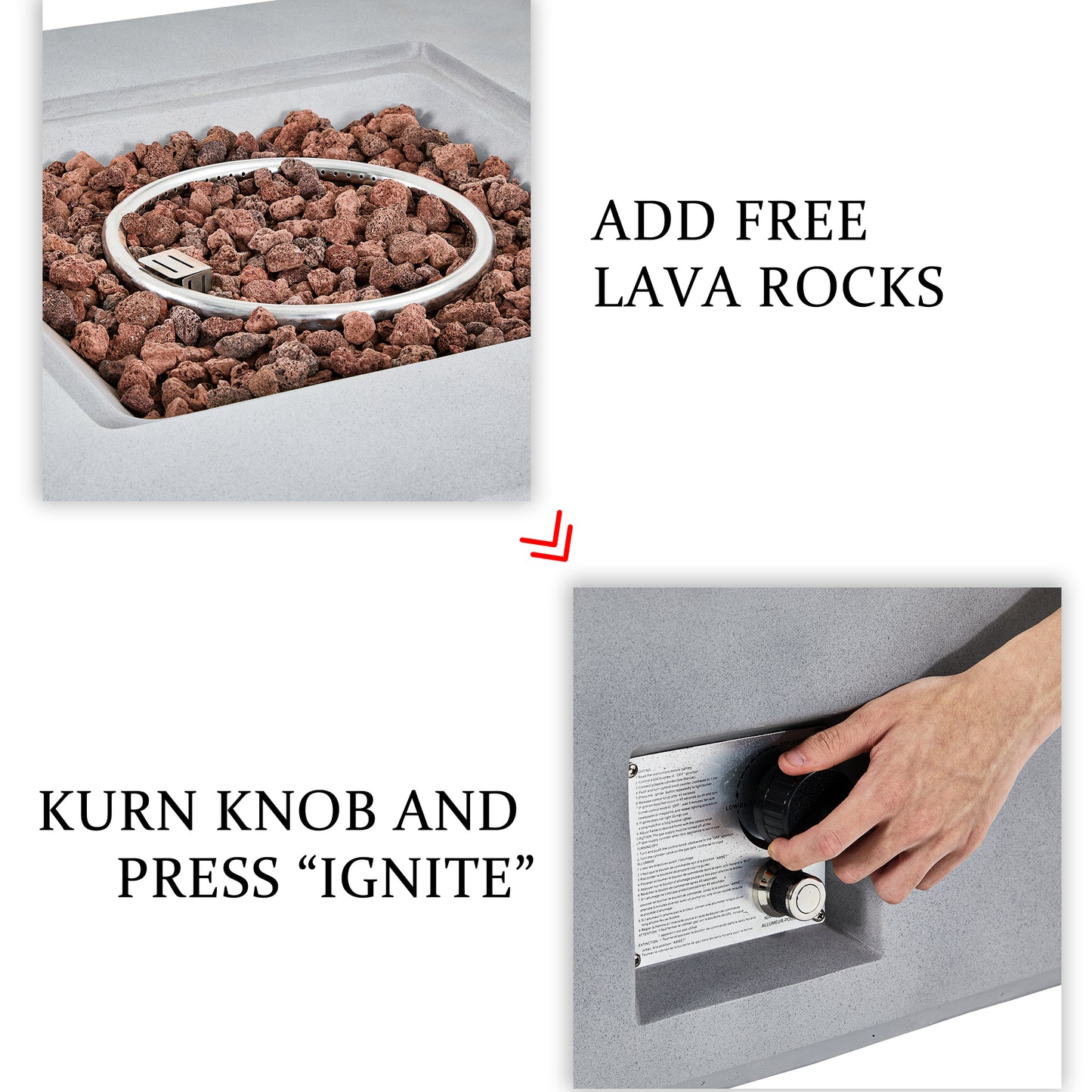 UPHA 35'' Patio Propane Gas Concrete Fire Pit Table