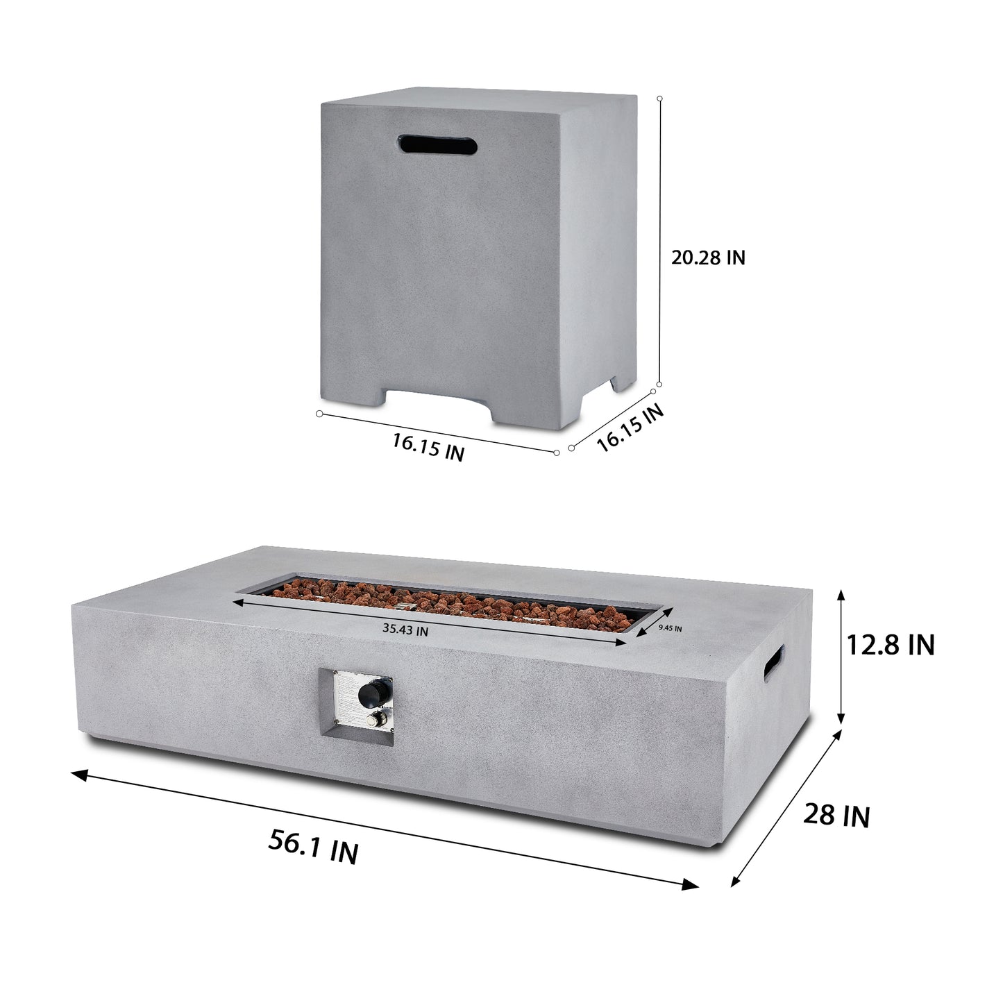 UPHA 56'' Patio Propane Gas Concrete Fire Pit Table