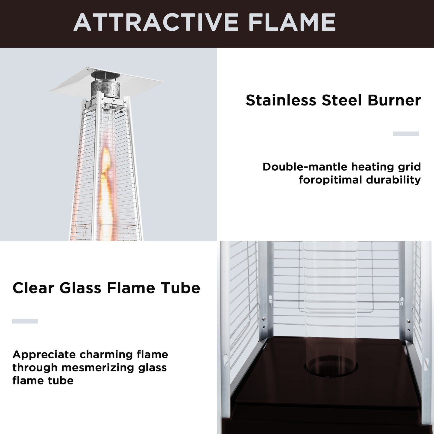 UPHA 42000 BTU Pyramid Patio Propane Brown Heater