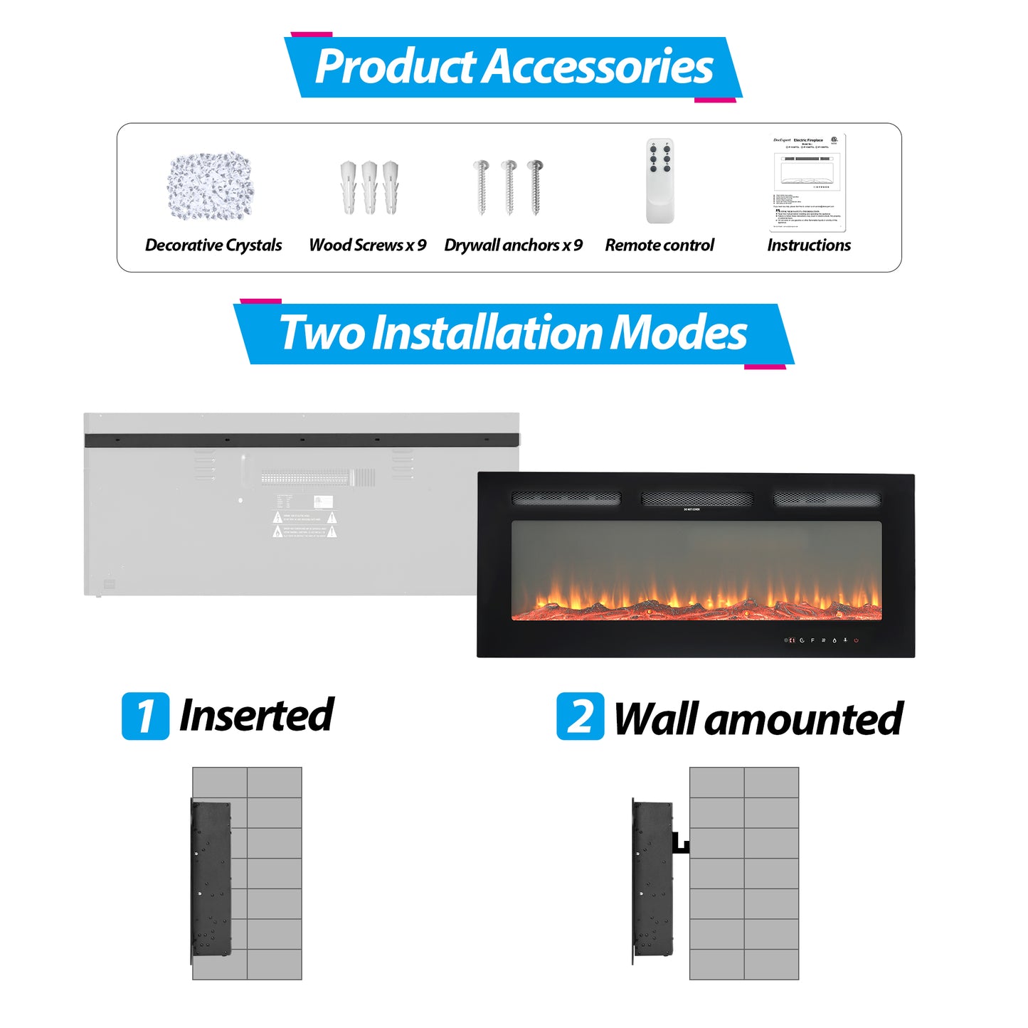 40" Ultra-Thin Electric Fireplace