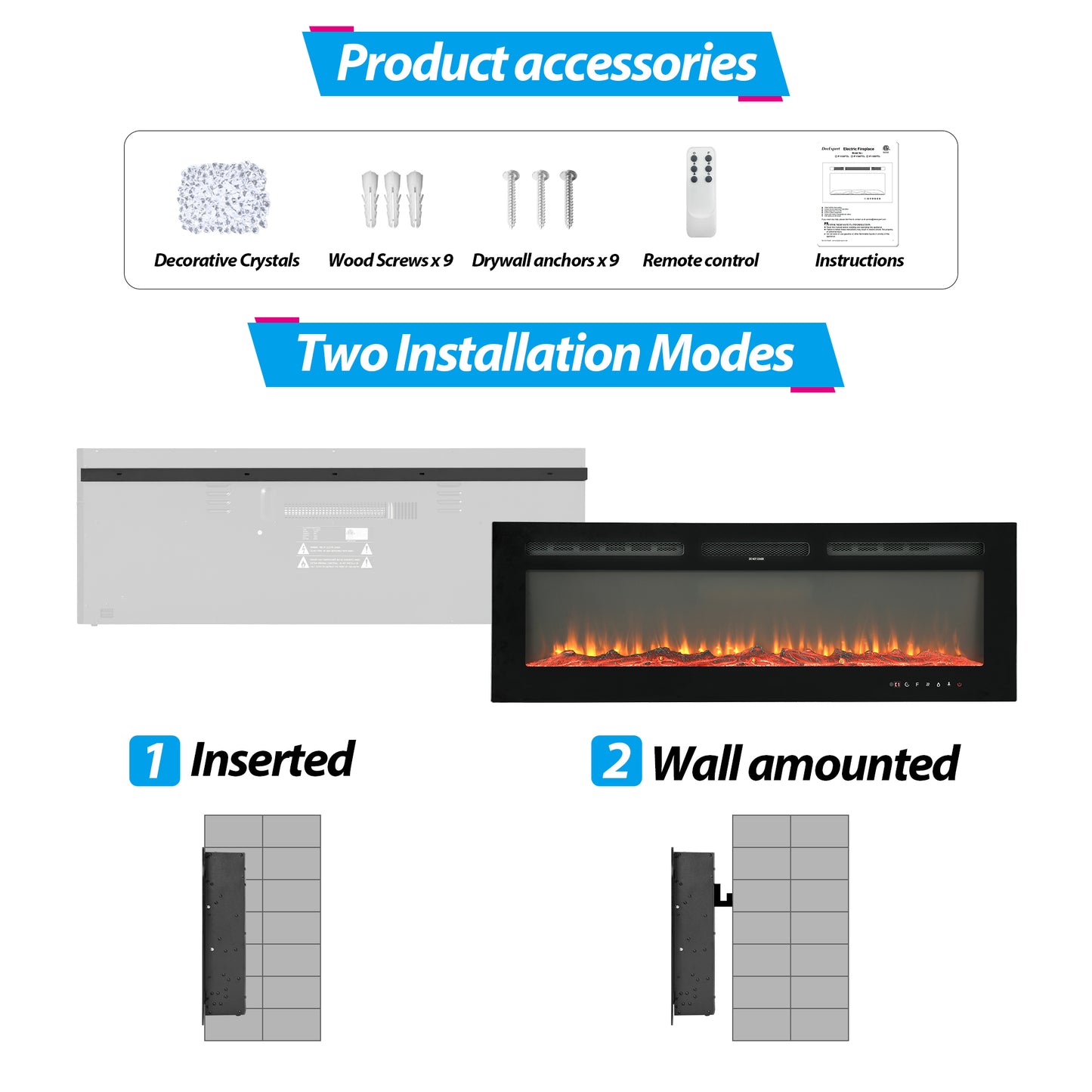 50" Ultra-Thin Electric Fireplace