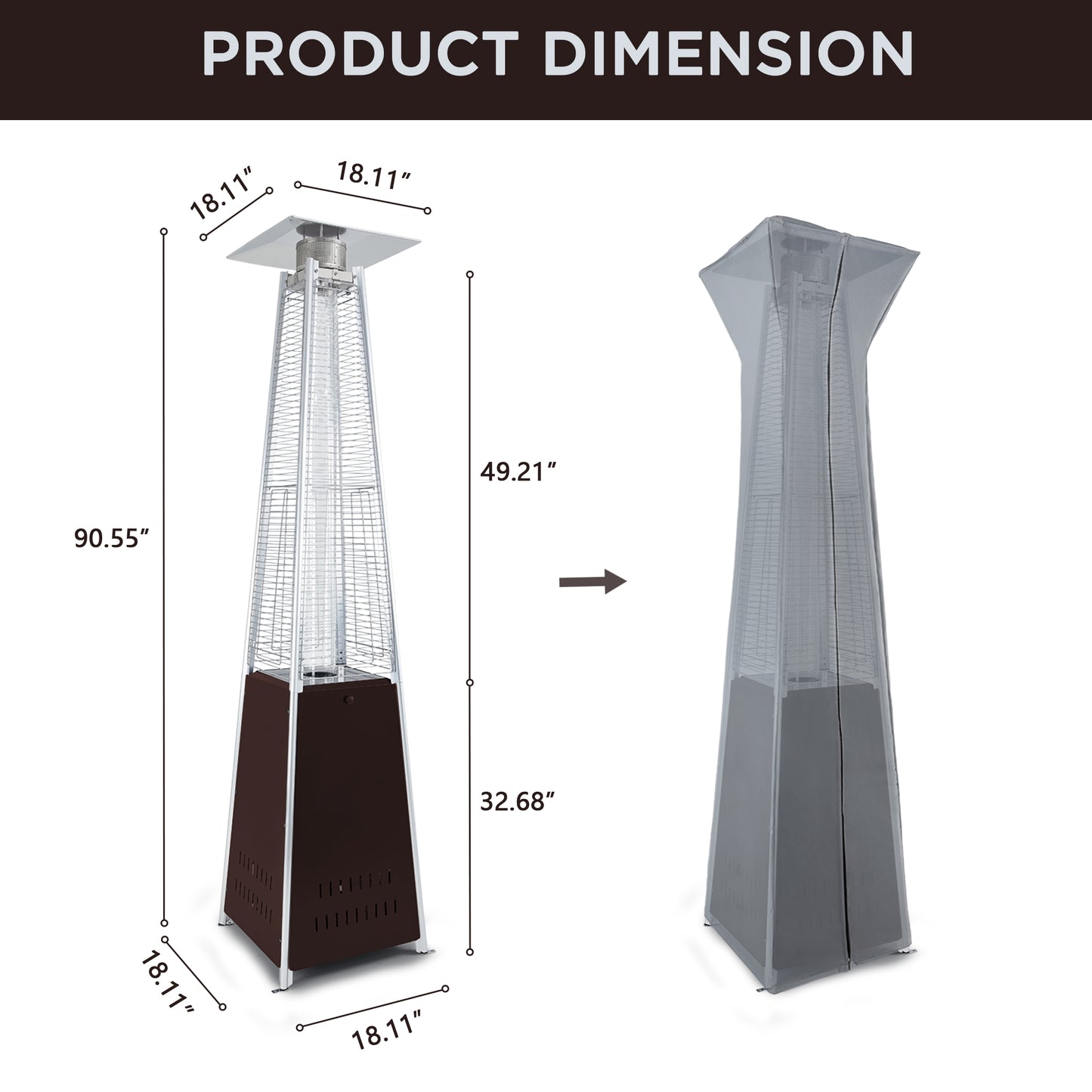 UPHA 42000 BTU Pyramid Patio Propane Brown Heater